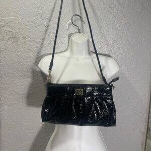 Anne Klein Glossy Black Shoulder Bag